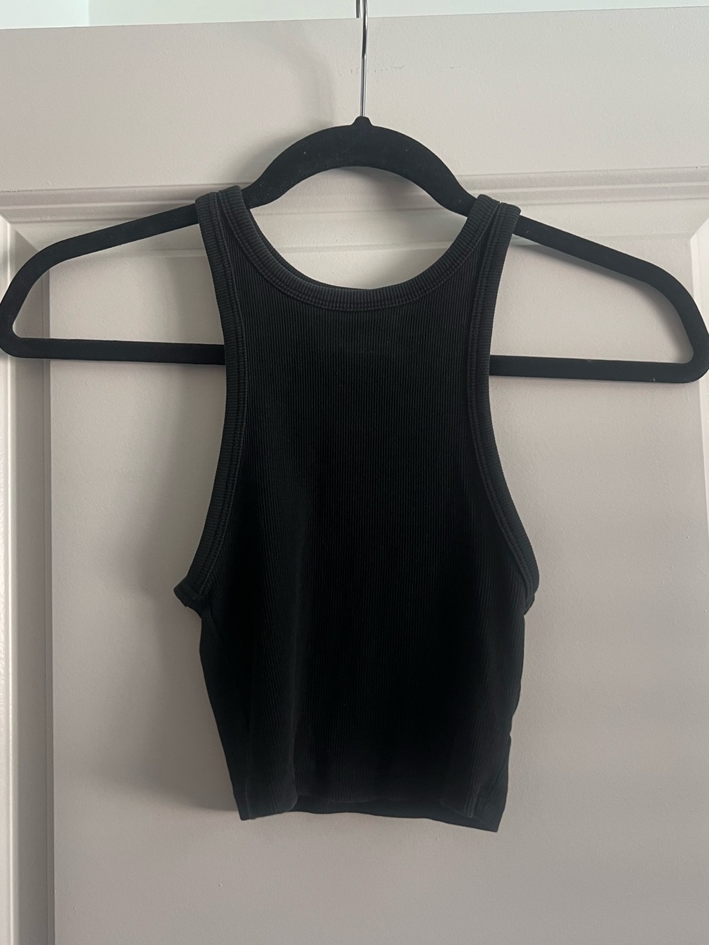 Zara Black Ribbed Racerback Crop Top